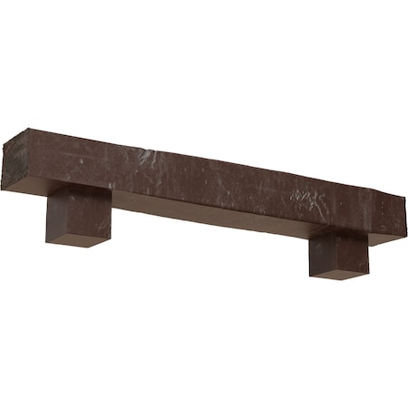 Ekena Millwork Kit w/ Alamo Corbels, Aged Pecan, 4"H x 8"D x 84"W Knotty Pine Faux Wood Fireplace ManteL MANUKP04X08X84AOAE